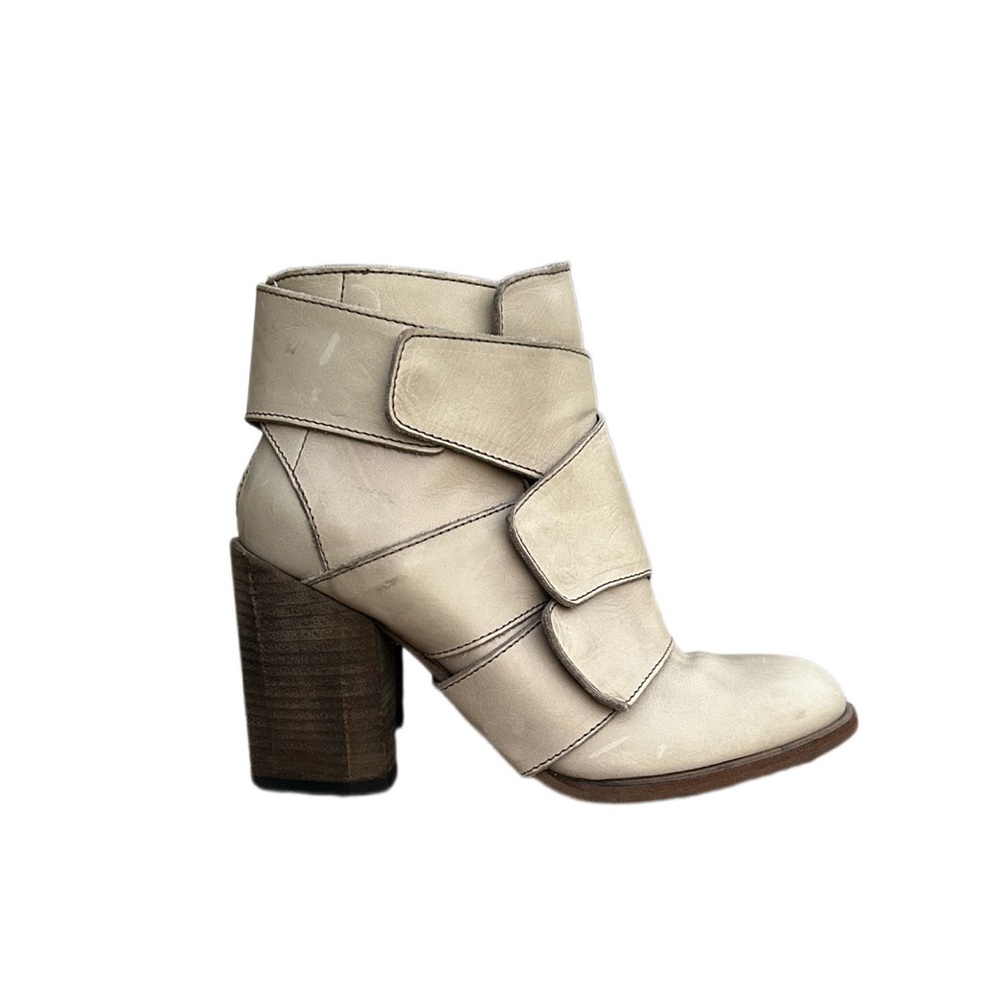Cream leather booties